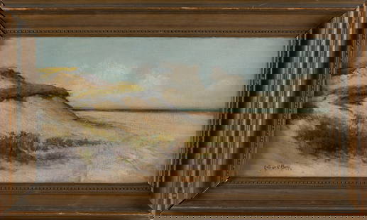 ARTHUR VIDAL DIEHL (Massachusetts/New York/England, 1870-1929), Provincetown dunes., Oil on canvas,: ARTHUR VIDAL DIEHLMassachusetts/New York/England, 1870-1929Provincetown dunes. Signed lower left "Arthur V. Diehl".Oil on canvas, 12" x 24". Framed 17.5" x 30".