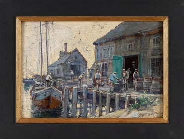 ARTHUR VIDAL DIEHL (Massachusetts/New York/England, 1870-1929), Provincetown dock scene., Oil on
