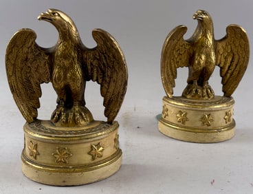 PAIR OF BORGHESE GILT FEDERAL EAGLE BOOKENDS Italy, Mid-20th Century Heights 8.25".