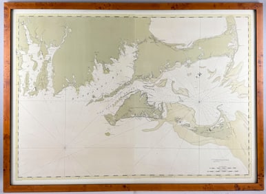 REPRODUCTION CHART OF CAPE COD, NANTUCKET AND MARTHA'S VINEYARD Contemporary Framed.
