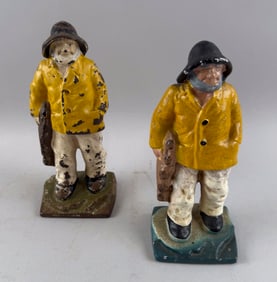 TWO CAST IRON OLD SALT DOORSTOPS 20th Century Heights 6.5" and 7".