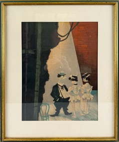 WILLIAM GROPPER (New York, 1897-1977), "Clown with Showgirls"., Color screenprint, 17.5" x 13.75".