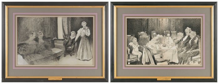 CHARLES DANA GIBSON (New York/Maine/Massachusetts, 1867-1944), Two interior illustrations:, Mixed