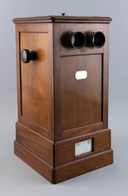 EYE EXAMINATION MACHINE OR CARD VIEWER Paris, Circa 1860 Height 18". Width 9.5". Depth 10.75".