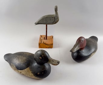 THREE DECOYS Late 19th Century Lengths from 7" to 14".