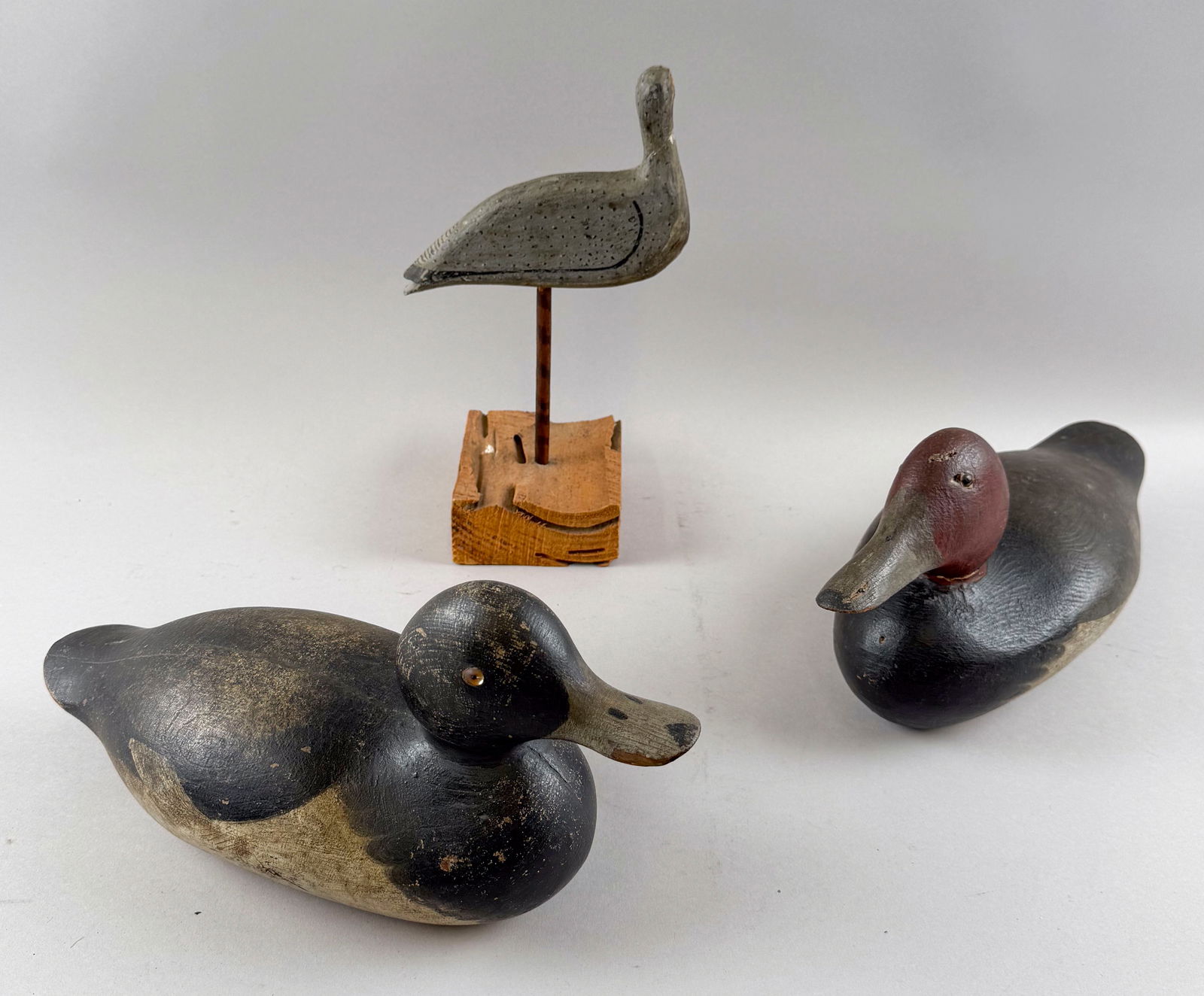 THREE DECOYS Late 19th Century Lengths from 7" to 14". (1 of 5)