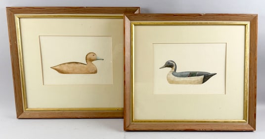 JOSEPH CIBULA (Connecticut, 1946-), A pintail drake and a redhead hen., Mixed medias, 7" x 9.5"