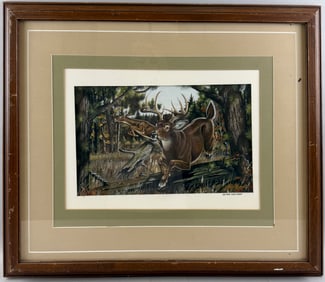 JOHN F. EGGERT (Massachusetts, 1934-2001), "White Tail Deer", the painting for the 1982
