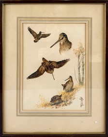 BORIS RIAB (Russian Federation/America, 1898-1975), Bird study., Watercolor on paper, 11" x 8"