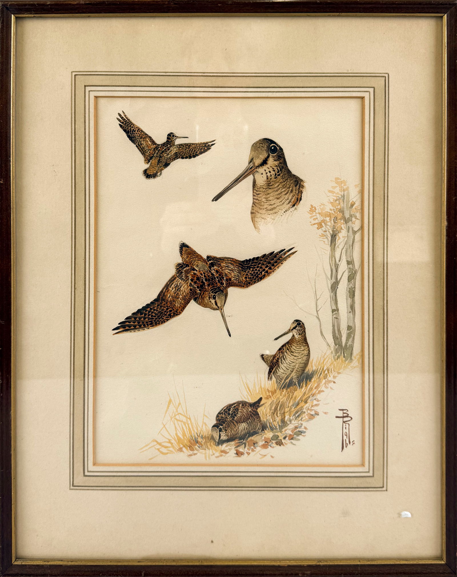 BORIS RIAB (Russian Federation/America, 1898-1975), Bird study., Watercolor on paper, 11" x 8" (1 of 2)