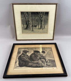 TWO WORKS BY AMERICAN PRINTMAKERS 20th Century Both approx. 10" x 12" sight. Framed approx. 16.5" x
