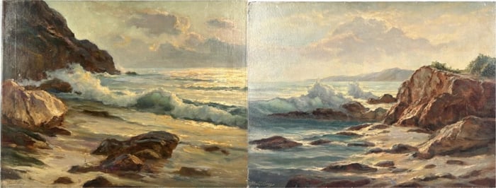 WILLIAM COLUMBUS EHRIG (Maine, 1892-1969), Two Maine coastal views., Oil on canvas, 20" x 26", and