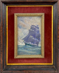 HAROLD HAVEN BROWN (Massachusetts/Illinois, 1869-1932), "Clearing Weather"., Oil on board, 6" x 4"