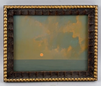 WILLIAM ROBERT DAVIS (Massachusetts, 1952-), "Sea and Clouds"., Oil on panel, 6" x 8". Framed 7.5" x