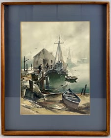 JOHN CUTHBERT HARE (Massachusetts/Florida, 1908-1978), Provincetown harbor scene., Watercolor on
