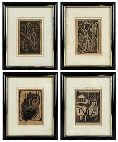 FOUR BLACK AND WHITE BOOK PLATES FROM "A MODERN PILGRIM'S PRINT BOOK" First Half of the 20th Century