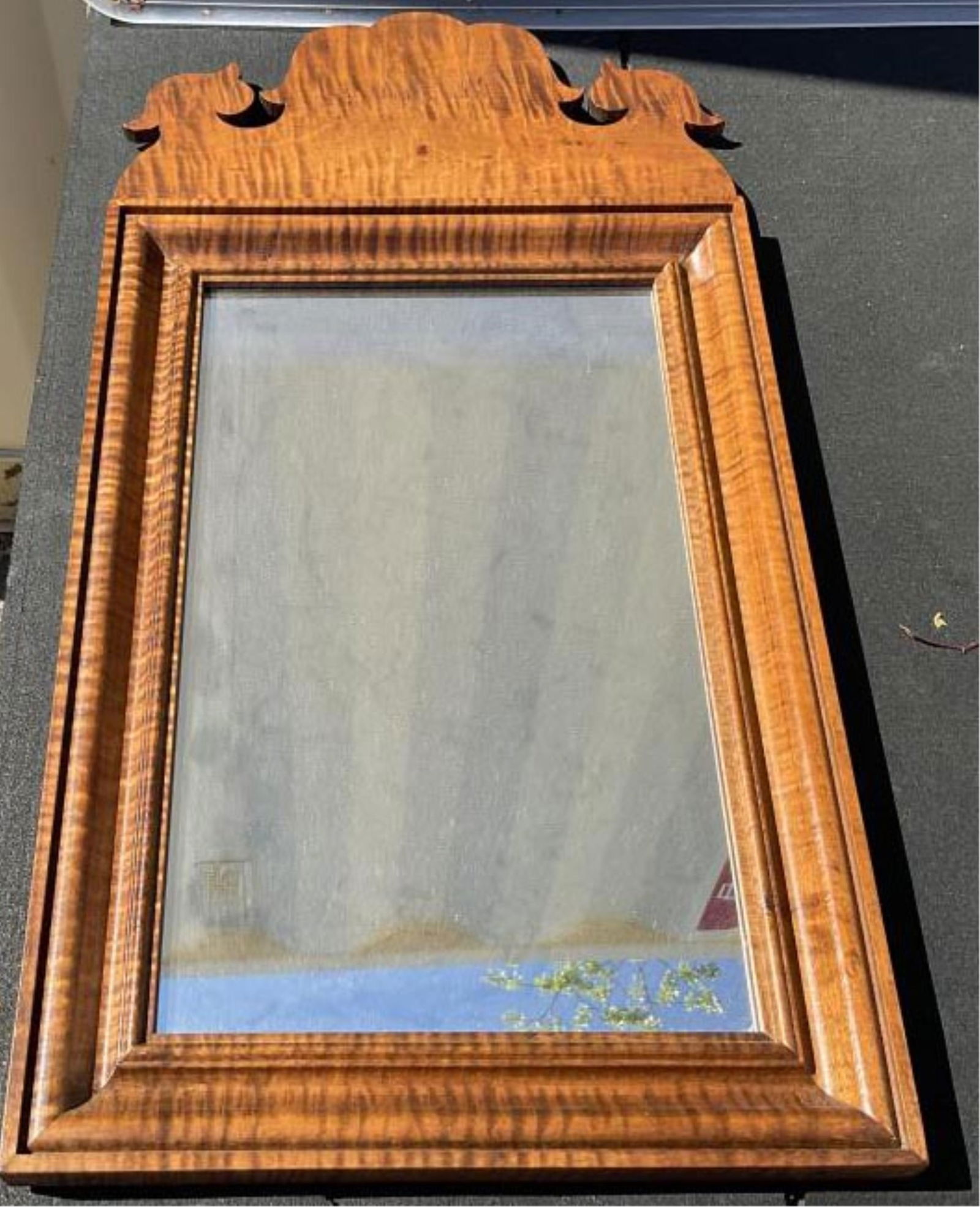 STAPLES CABINET MAKERS CUSTOM-MADE MIRROR Norton, Massachusetts, 20th Century Height 24". Width 12". (1 of 2)