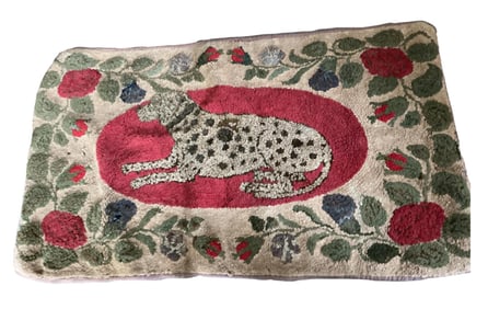 HOOKED RUG DEPICTING A DALMATIAN Early 20th Century 51" x 29".