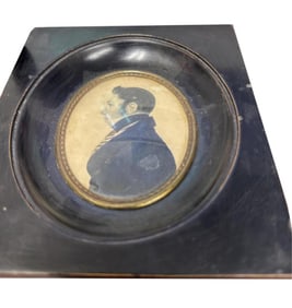 MINIATURE PORTRAIT OF A YOUNG MAN England or America, 19th Century Watercolor, 3.25" x 2.5" sight.