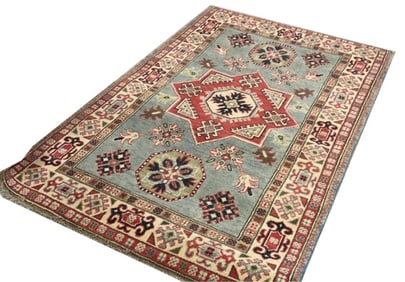 KAZAK DESIGN RUG: 5'0" X 3'4" 21st Century