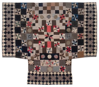 APPLIQUE MOON AND STAR PATTERN QUILT 19th Century 91" x 110".