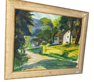 LESLIE HENDERSON (Pennsylvania/Florida, 1895-1988), "Rittenhouse's Birthplace"., Oil on canvas