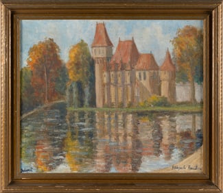 HILDEGARDE HUME HAMILTON (Florida/Virginia, 1898-1970), Castle in Budapest, Hungary., Oil on canvas,