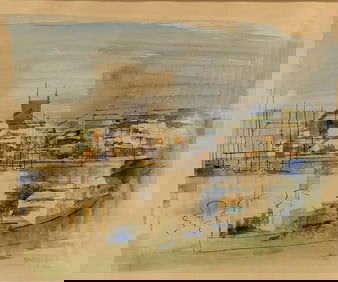ALFRED BIRDSEY (Bermuda, 1912-1996), Coastal scene., Watercolor on paper, 15" x 18.5" sight. Framed