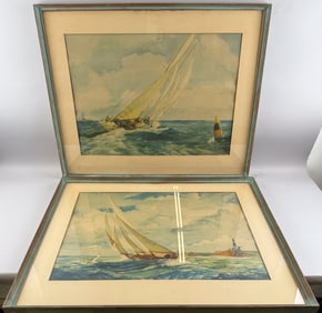 YNGVE EDWARD SODERBERG (Connecticut/Illinois, 1896-1971), Two sailing scenes., Colored prints, 17.5"