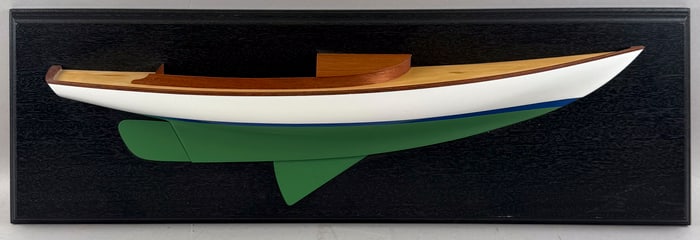 MOUNTED HALF HULL MODEL OF THE "BUZZARDS BAY" America, 20th Century Backboard 9" x 29".