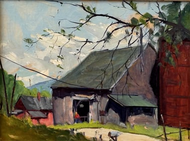 PASQUALE D'ORSI (Massachusetts, 1903-1982), Farm landscape., Oil on board, 12" x 16". Framed 17" x