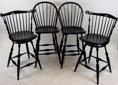 TWO PAIRS OF WINDSOR CHAIRS Contemporary Back heights to 41". Seat heights approx. 26".