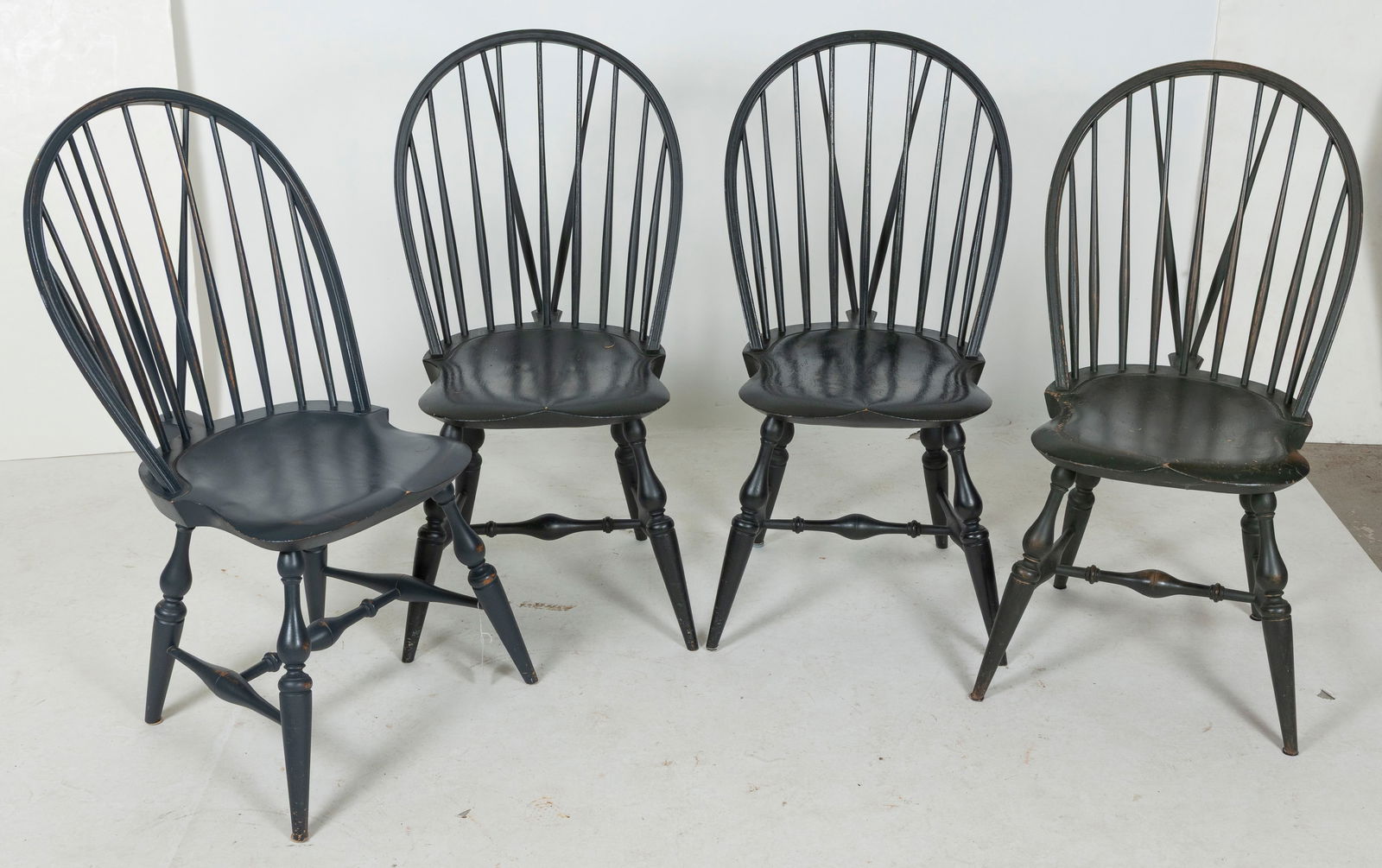 FOUR WARREN CHAIR WORKS WINDSOR CHAIRS Warren, Rhode Island, 20th Century Back heights 39". Seat (1 of 1)