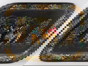TOLE HANDLED TRAY Early 20th Century 19" x 27".