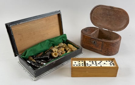 THREE BOXES 19th Century Largest box height 2.5". Length 11.5". Width 6.5".