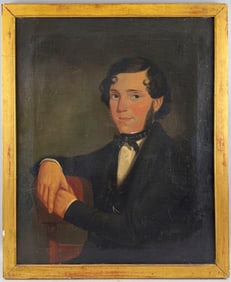 AMERICAN SCHOOL (19th Century,), Portrait of a seated man., Oil on canvas, 29" x 23.5". Framed 32" x