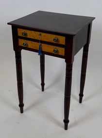 SHERATON TWO-DRAWER STAND 19th Century Height 28.5". Width 17.5". Depth 15.75".