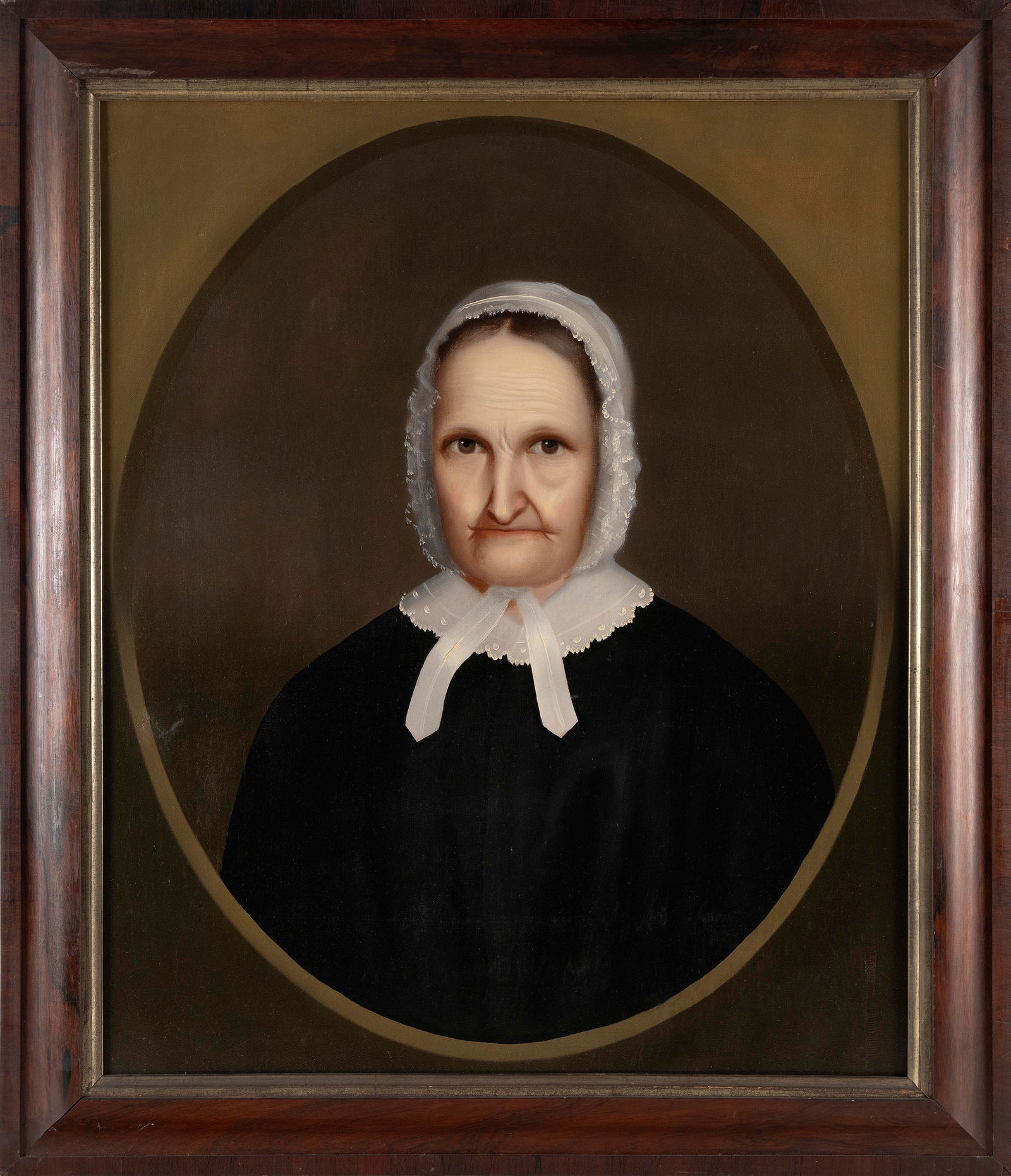 HORACE BUNDY (Vermont/New Hampshire, 1814-1883), Portrait of a woman wearing a white cap and lace (1 of 2)