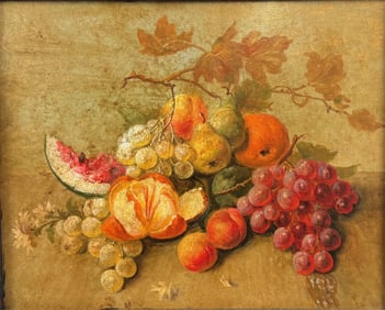AMERICAN SCHOOL (Late 19th Century,), Still life of oranges, a watermelon slice, grapes and other
