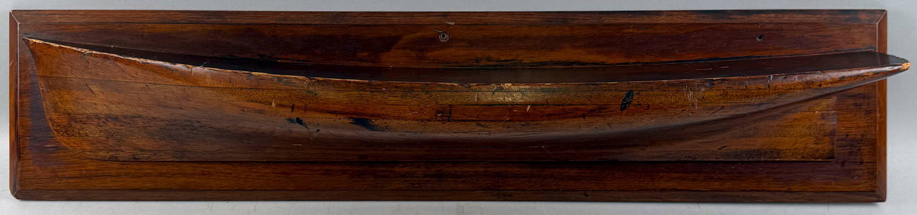 MOUNTED HALF HULL MODEL America, 20th Century Backboard 8" x 36".: MOUNTED HALF HULL MODELAmerica, 20th CenturyBackboard 8" x 36".