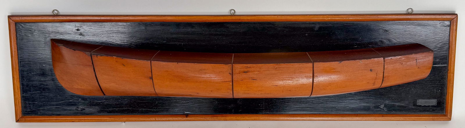 MOUNTED HALF HULL MODEL 19th Century Model length 41". Backboard 12" x 48". (1 of 2)