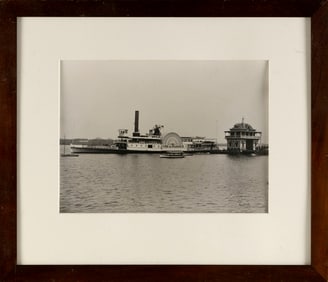 PHOTOGRAPH OF THE SIDEWHEEL STEAMSHIP "JOHN A. WARNER" 20th Century 10" x 13.25" sight. Framed 18" x