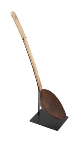 WHALEMAN-MADE SERVING SPOON 19th Century Length 13.25". Bowl width 3". On a contemporary stand.