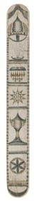 POLYCHROME SCRIMSHAW WHALEBONE BUSK WITH A HOT AIR BALLOON 19th Century Length 12.5".