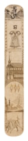 SCRIMSHAW WHALEBONE PANEL IN THE FORM OF A CORSET BUSK 19th Century Length 14".