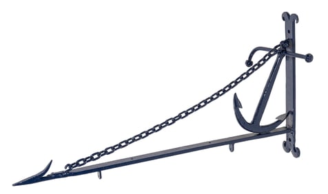 WHALING MOTIF IRON SIGN POST 20th Century Height 21". Length 41".