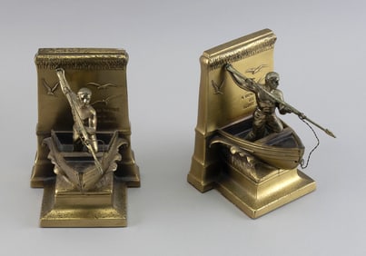 PAIR OF NEW BEDFORD WHALEMAN BOOKENDS Early 20th Century Heights 7". Widths 5". Depths 4.25".