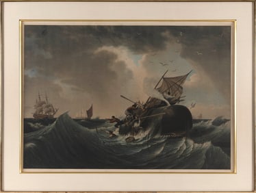 AFTER AMBROISE LOUIS GARNERAY (France, 1783-1857), "P?che du Cachalot", 1835., Hand-colored