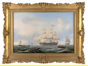 CARL JUSTUS HARMEN FEDELER (Germany, 1799-1858), Whaling in the South Seas., Oil on canvas, 24.5" x