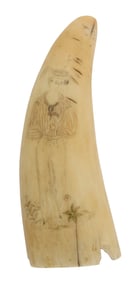 SCRIMSHAW WHALE'S TOOTH 19th Century Length 5".